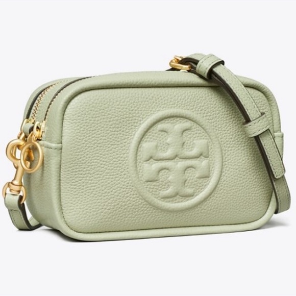 Tory Burch Mint Perry Bomb Mini Bag Crossbody with Embossed Logo - Picture 8 of 9